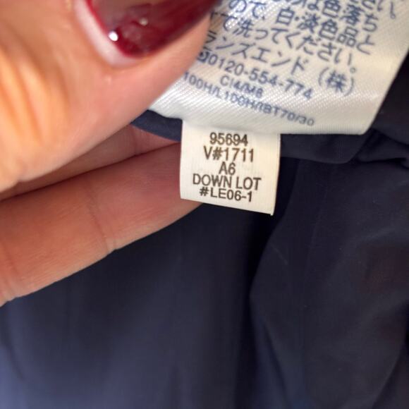 Lands’ End Down Vest Navy Blue Goose Down Feather Fill Men’s L 42-44 Pockets - Picture 7 of 16